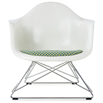 eames molded armchair with low wire base and seat pad