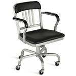 emeco navy semi-upholstered swivel armchair