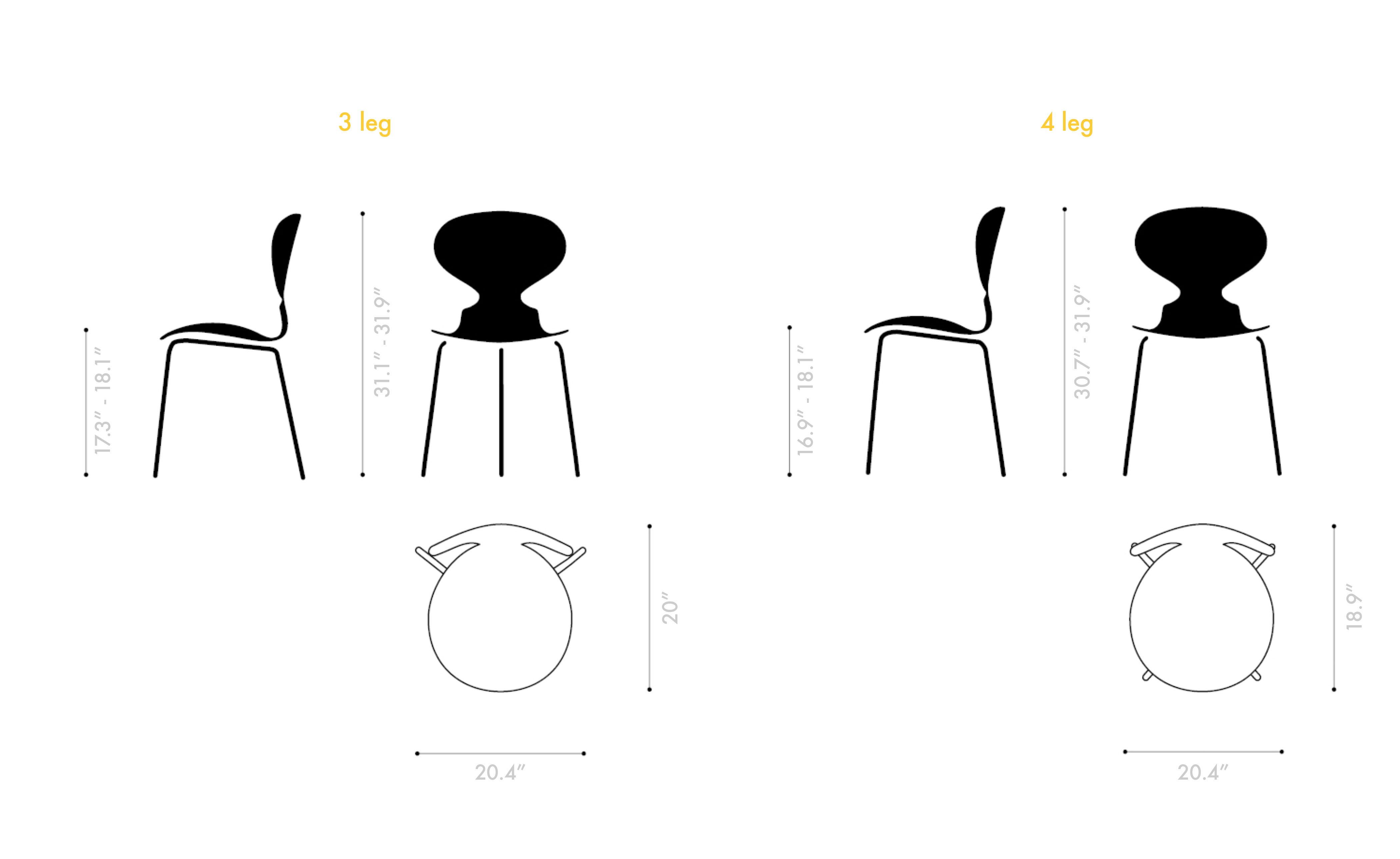 4-Leg Ant Chair, Colored Veneer