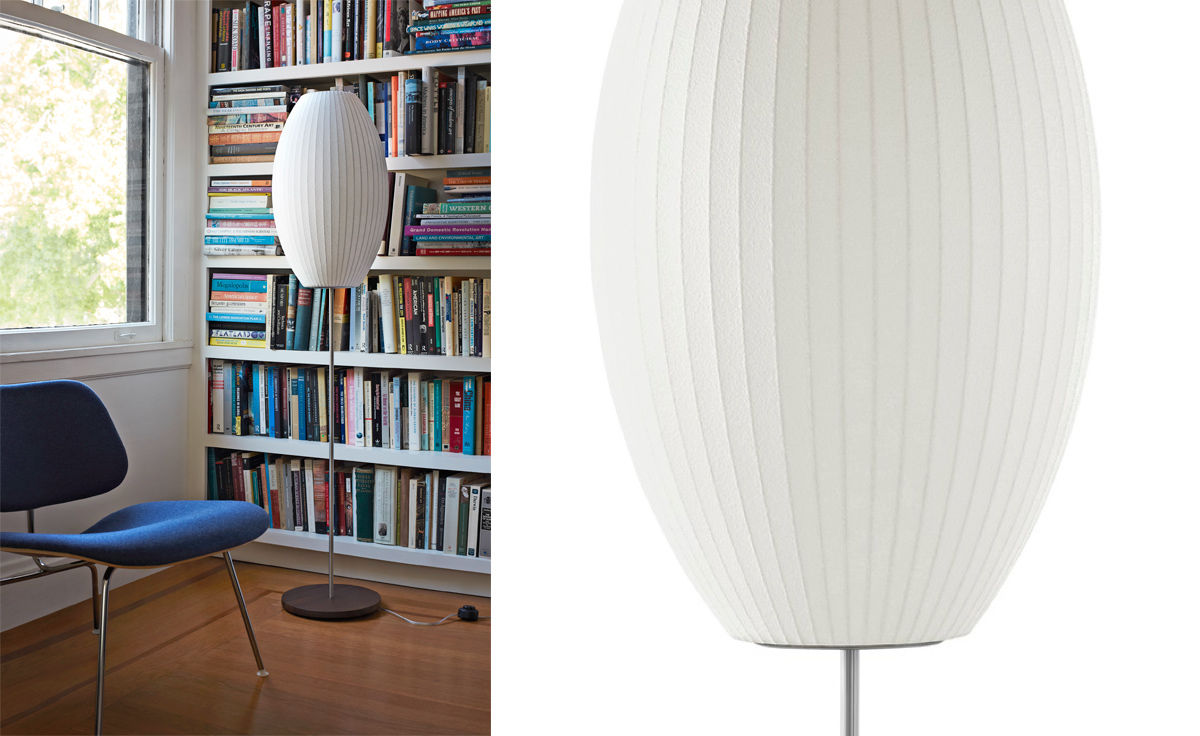 nelson™ cigar bubble floor lamp on lotus stand
