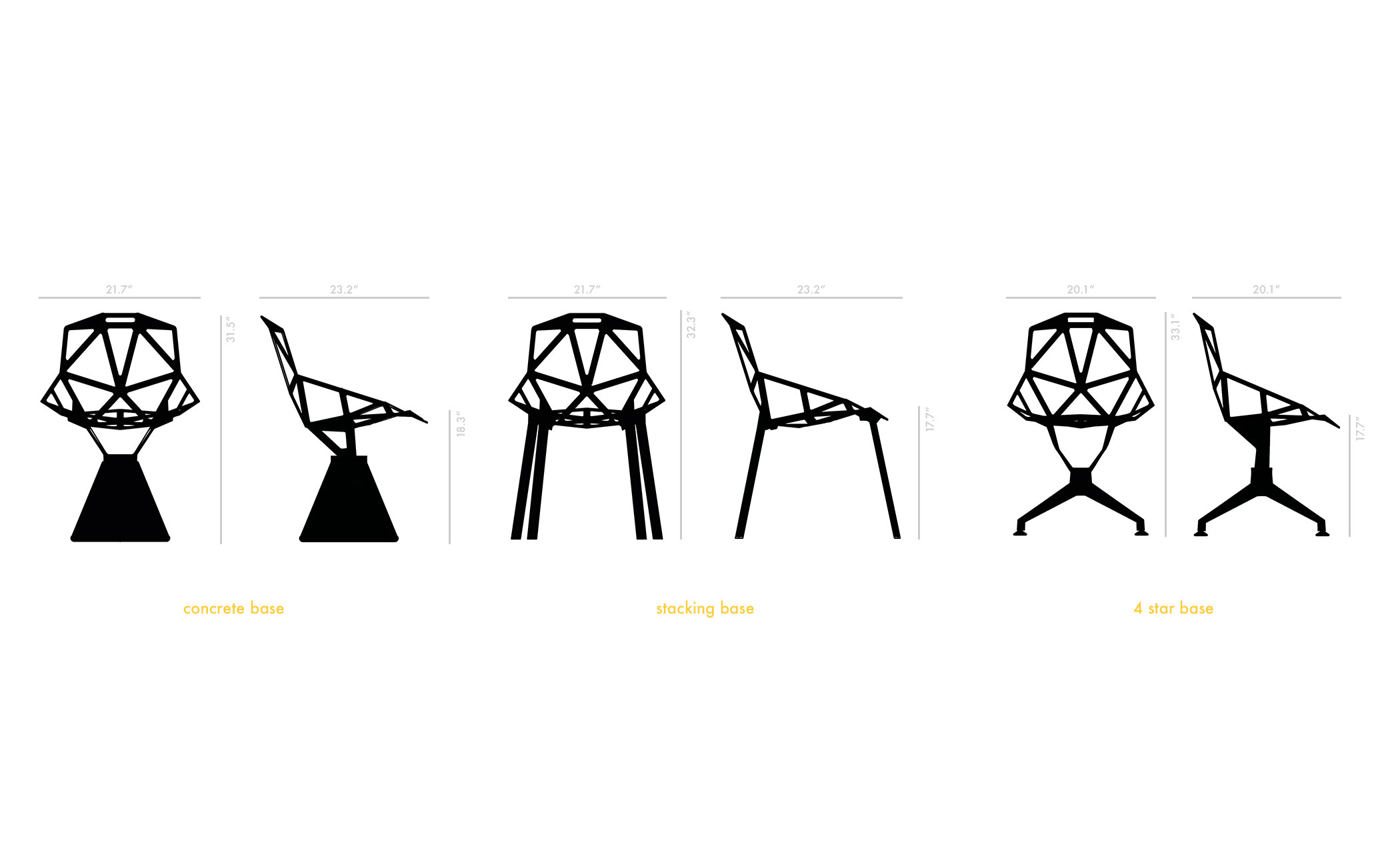 magis chair one with 4 star base