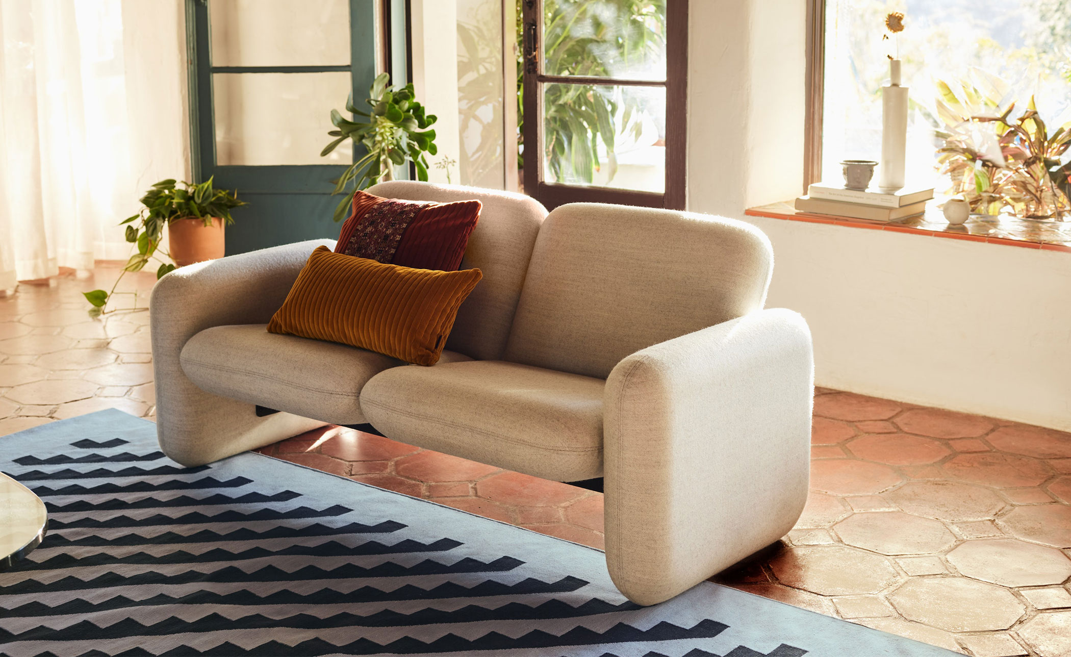 ray wilkes three seat chiclet sofa