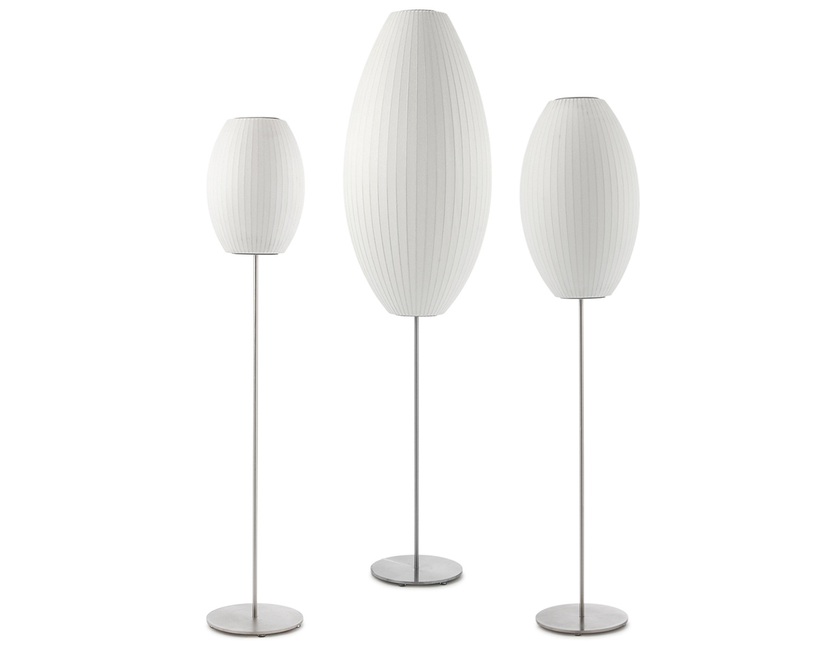 nelson™ cigar bubble floor lamp on lotus stand