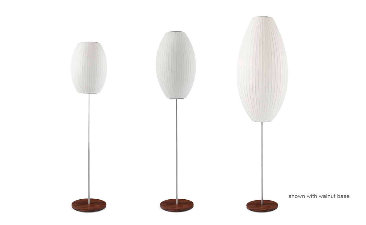 nelson™ cigar bubble floor lamp on lotus stand