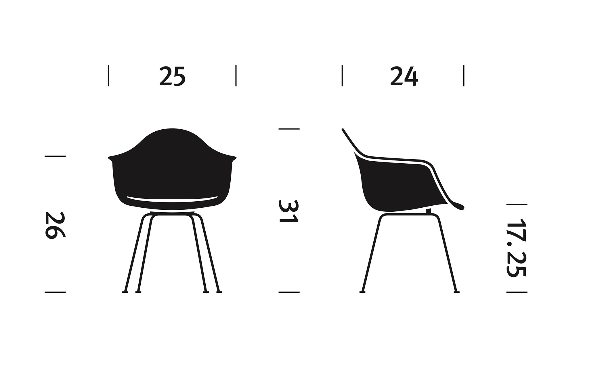 eames&reg; molded fiberglass armchair with 4 leg base