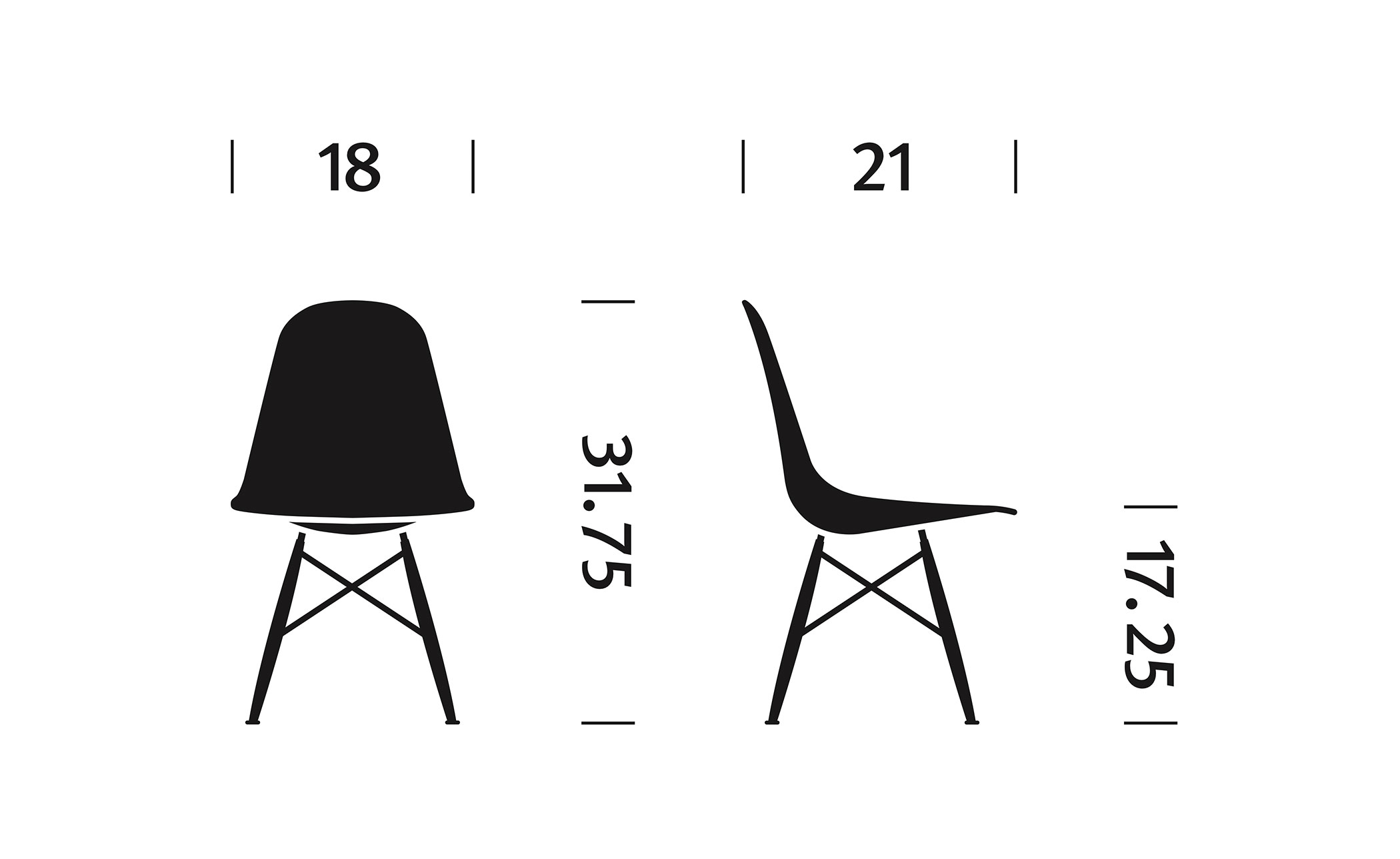 eames&reg; molded fiberglass side chair with dowel base