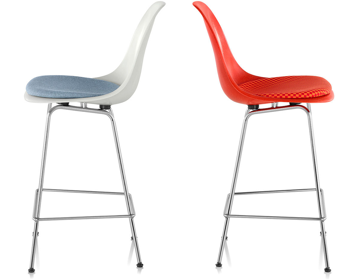 eames® molded fiberglass stool with seat pad