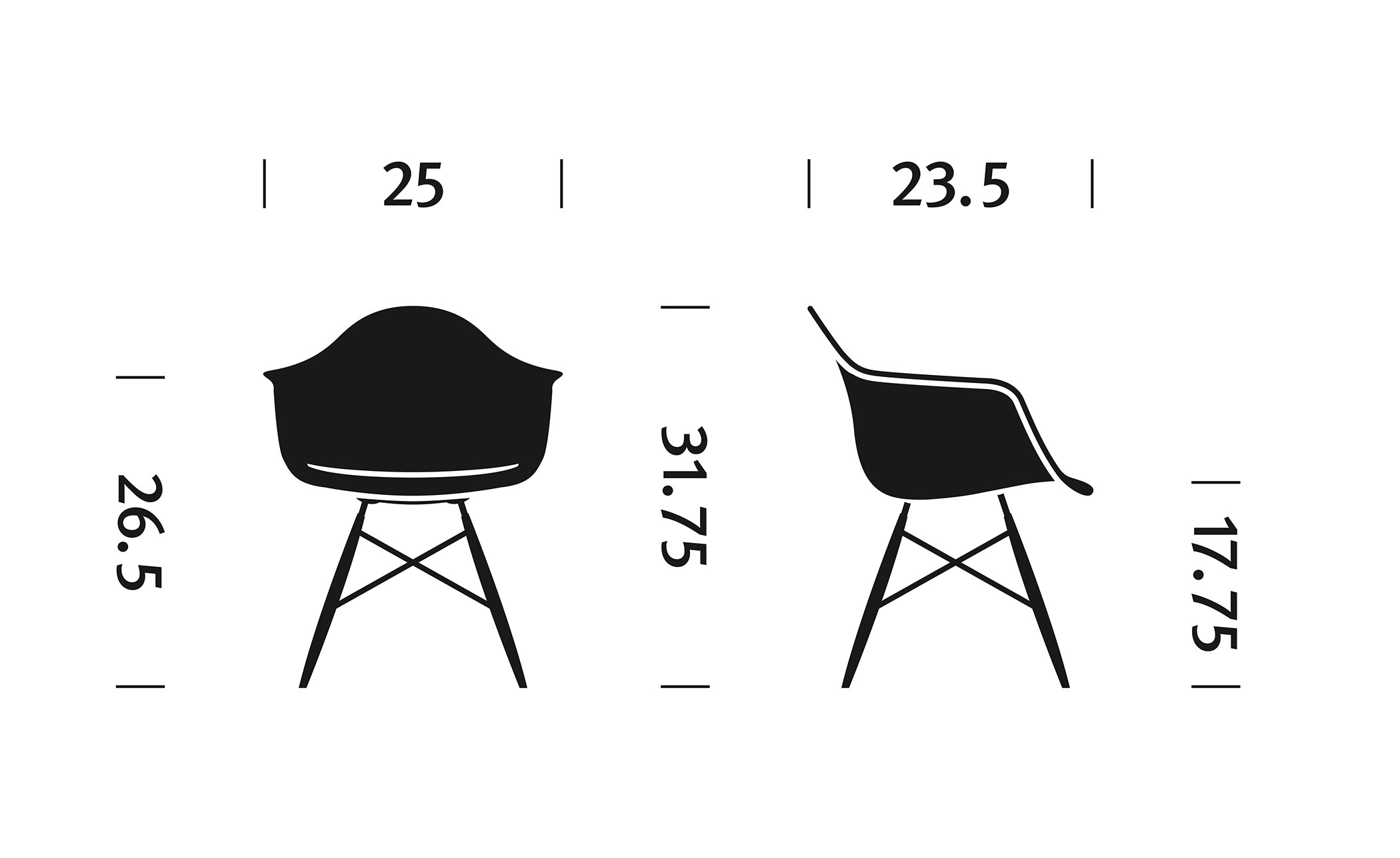eames® molded plastic armchair with dowel base