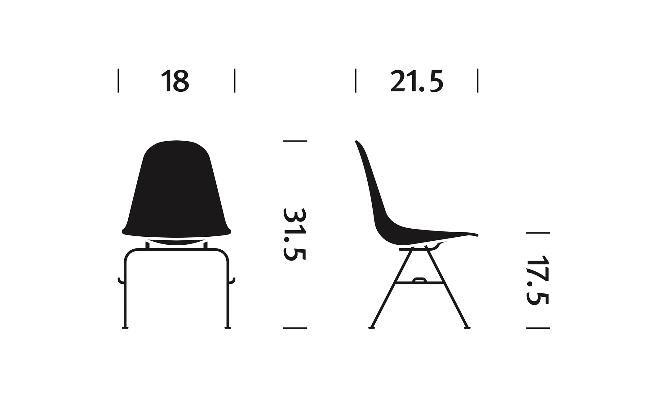 eames® molded plastic side chair with stacking base