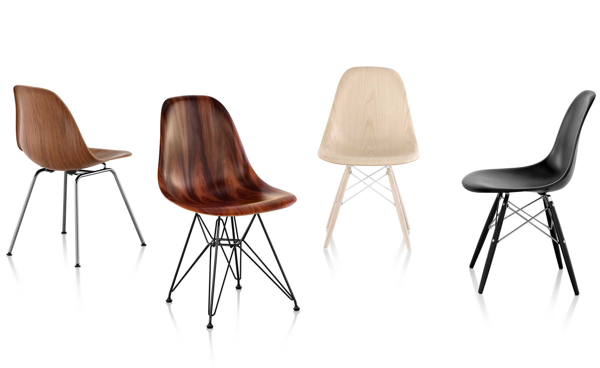 eames® molded wood side chair with 4 leg base