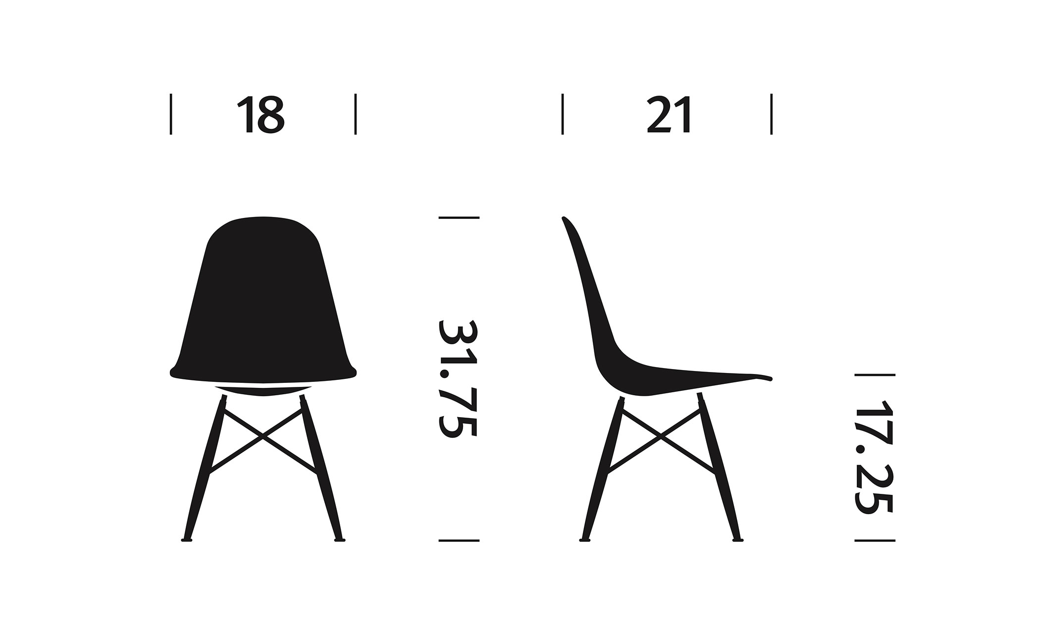 eames® molded wood side chair with dowel base