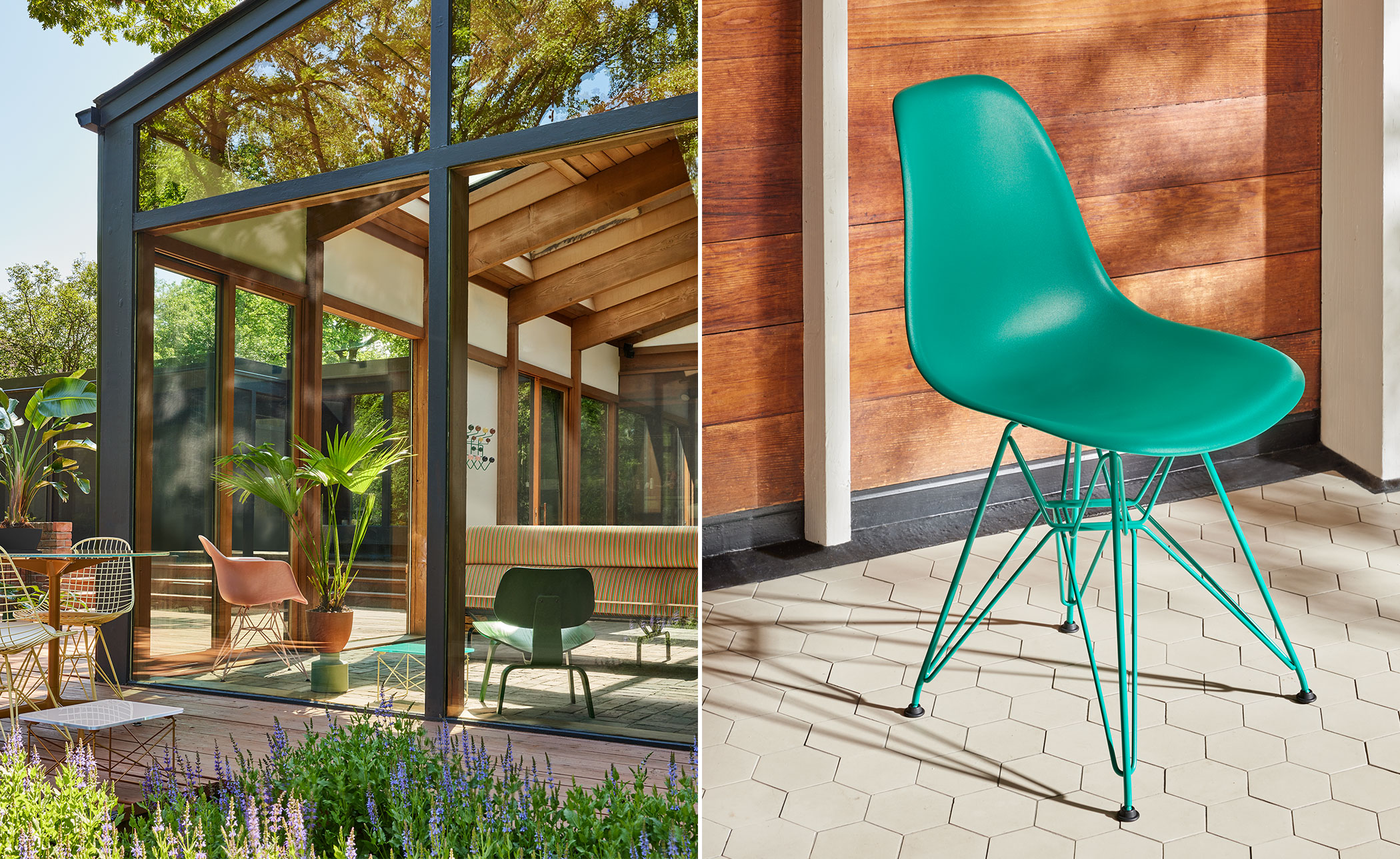 eames molded plastic armchair, herman miller x hay