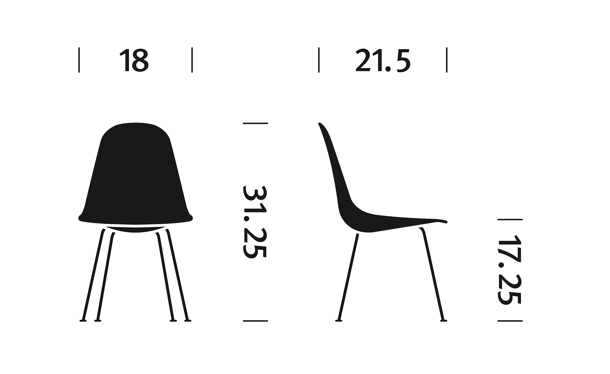 eames&reg; molded plastic side chair with 4 leg base