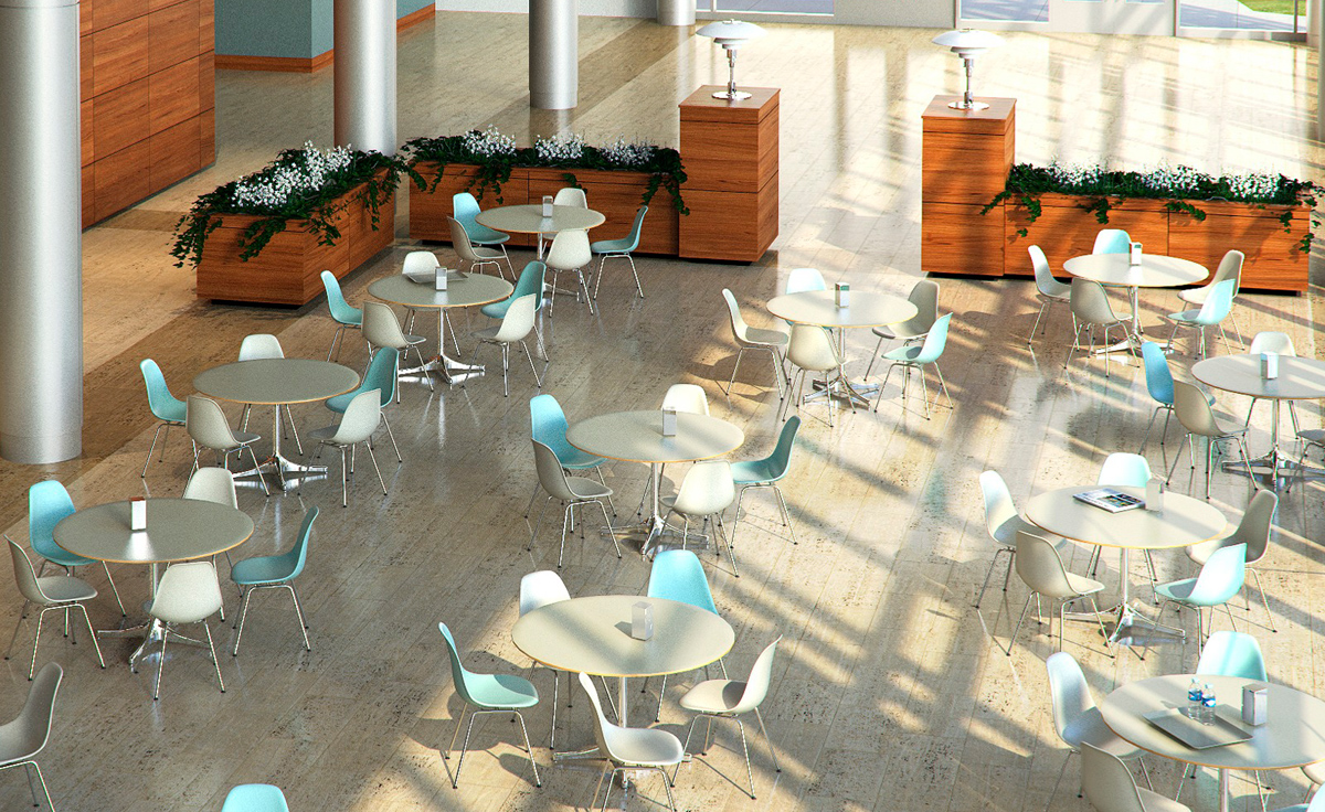 eames&reg; molded plastic side chair with 4 leg base