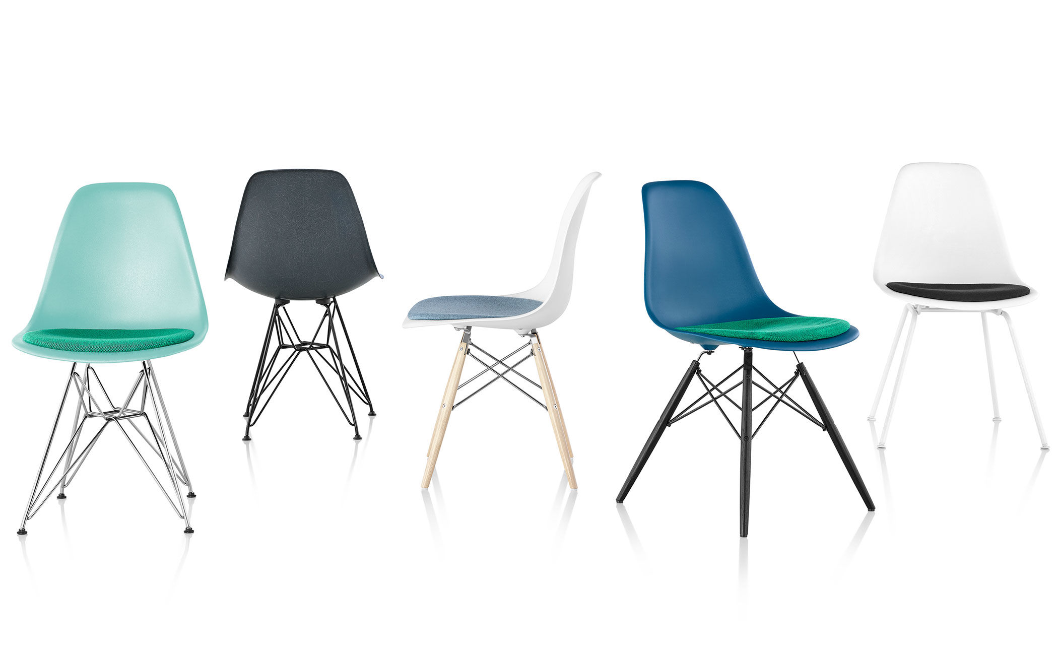 eames&reg; dowel base side chair with seat pad