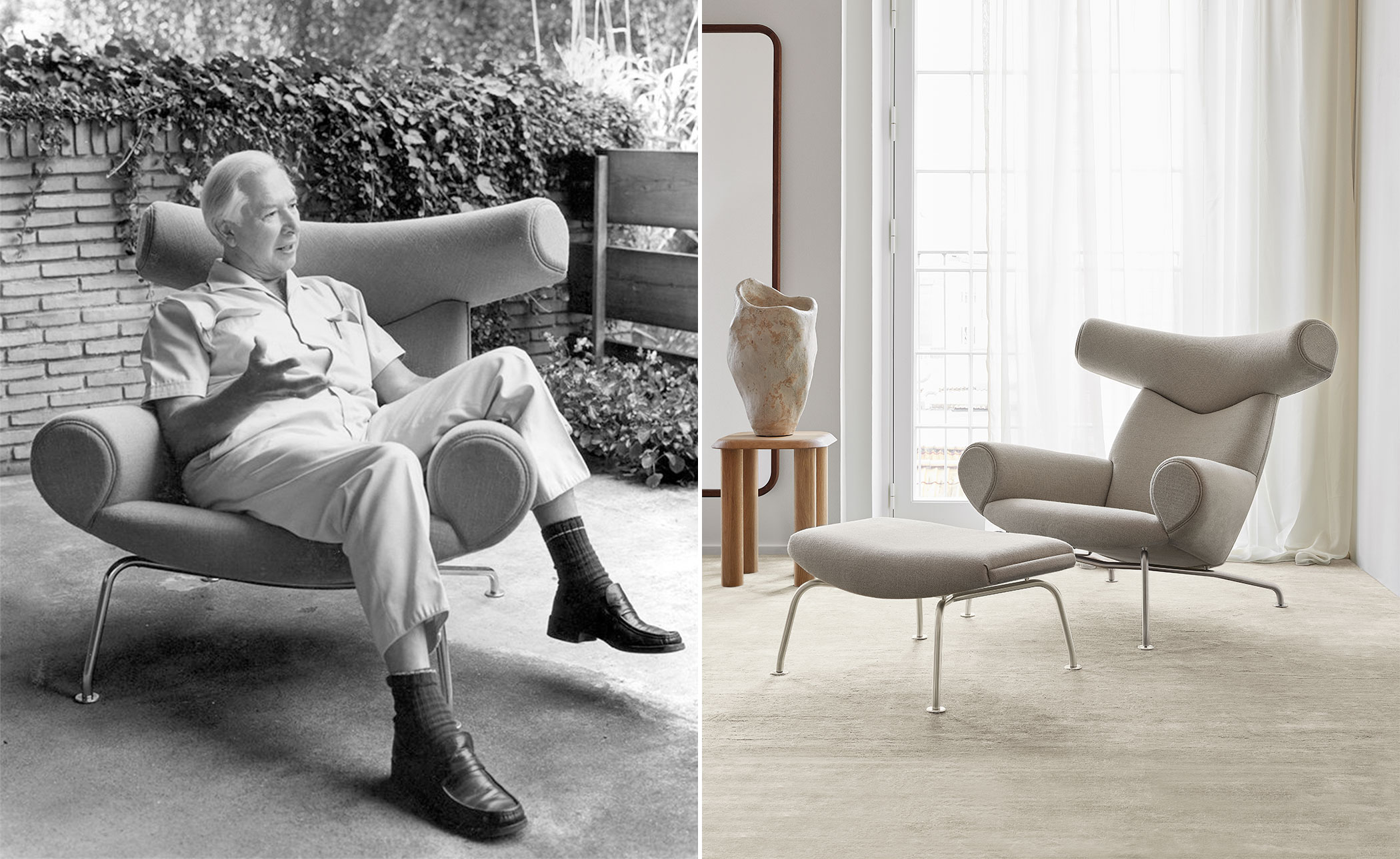 hans wegner ej100 ox chair & ottoman