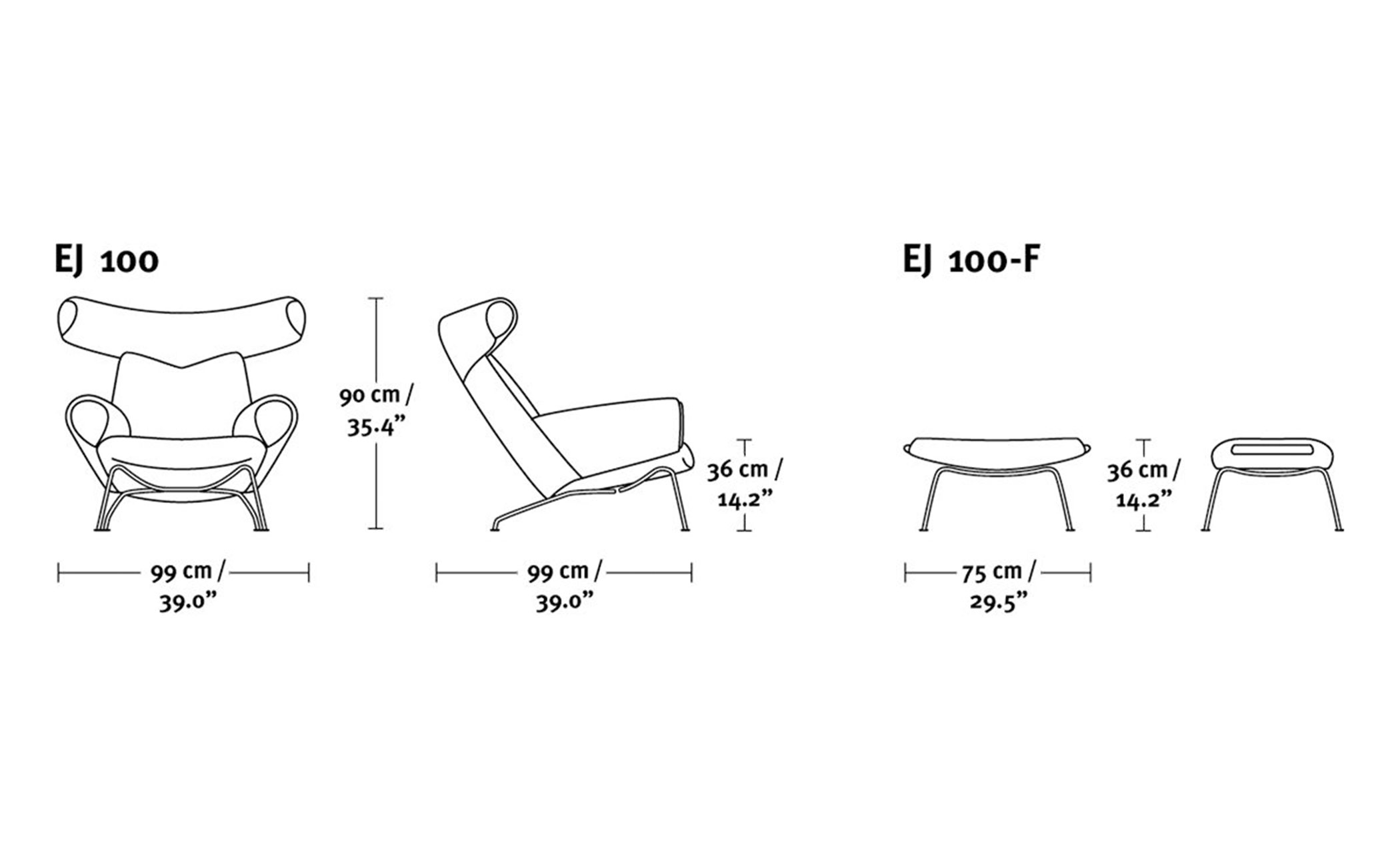 hans wegner ej100 ox chair & ottoman