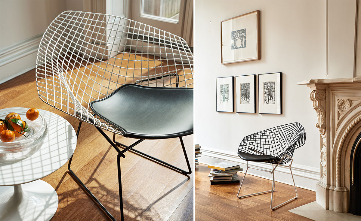 bertoia small diamond chair two tone with seat cushion