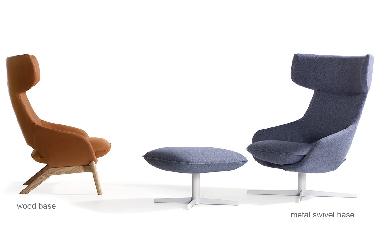 kalm swivel metal base lounge chair