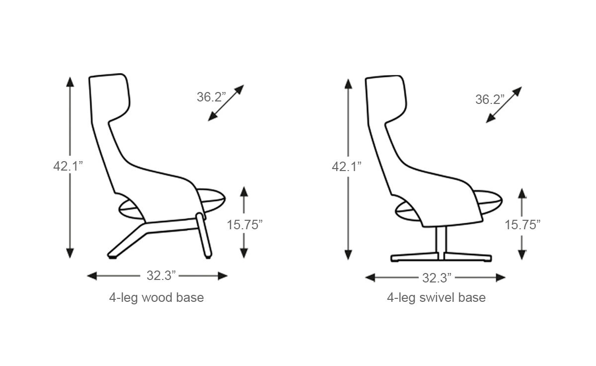 kalm swivel metal base lounge chair