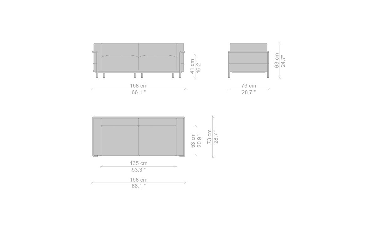 le corbusier lc3 two seat sofa