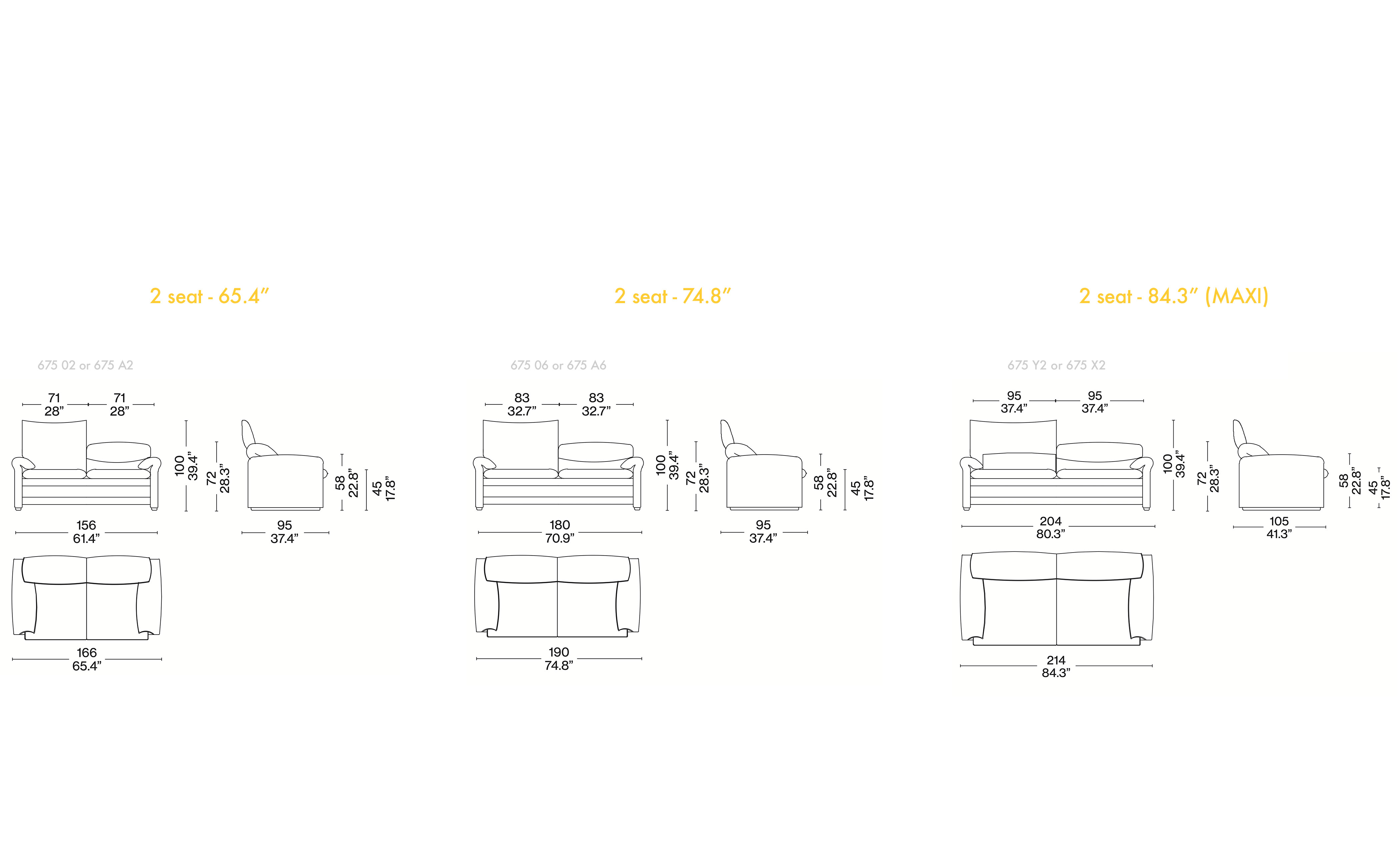 Maralunga 2 Seater MAXI Sofa, 84.3"