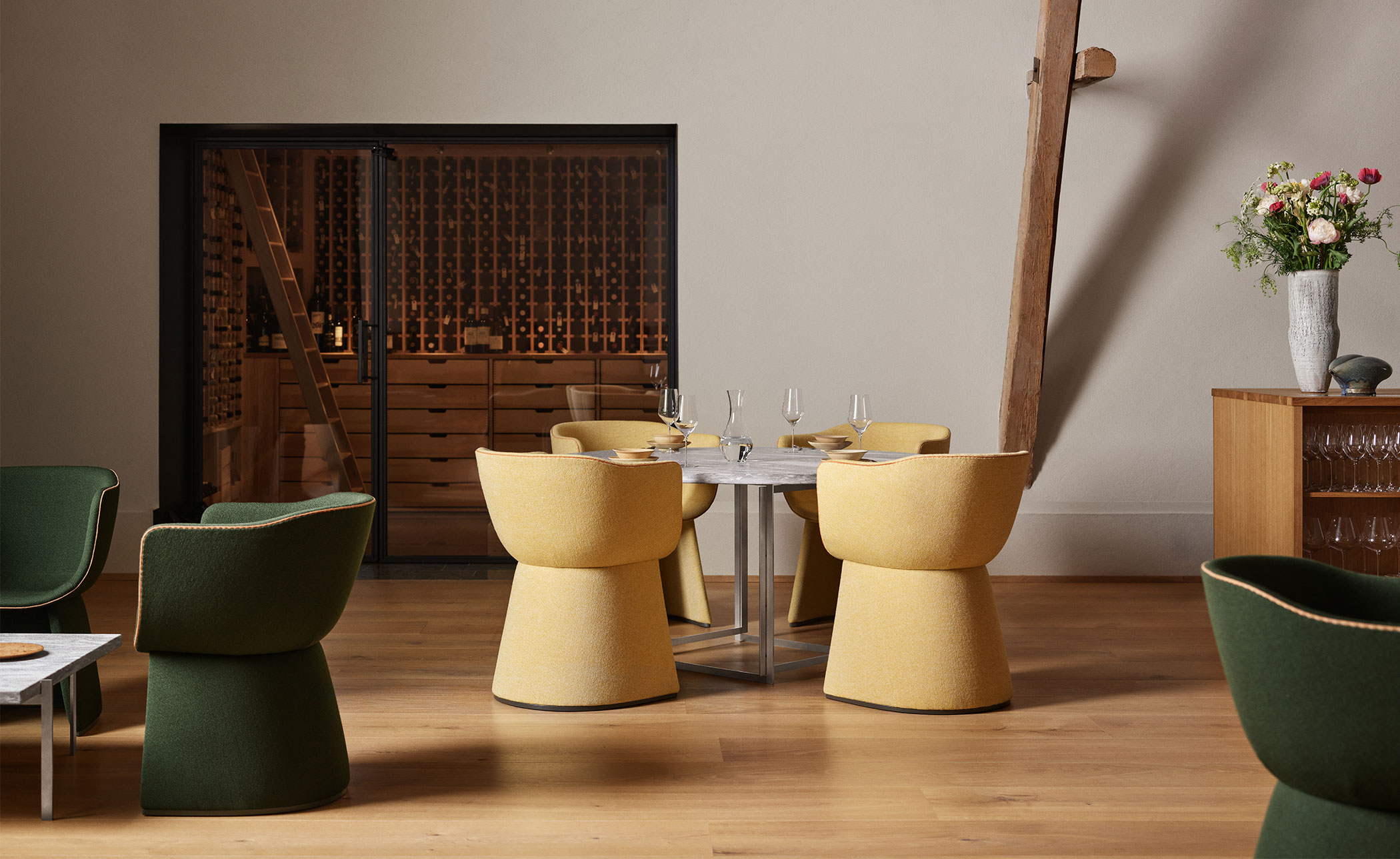 Monolit Dining Chair with leather piping