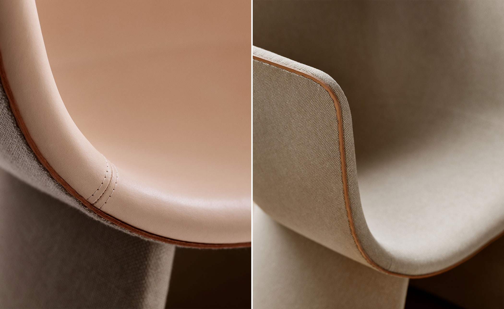 Monolit Dining Chair with leather piping