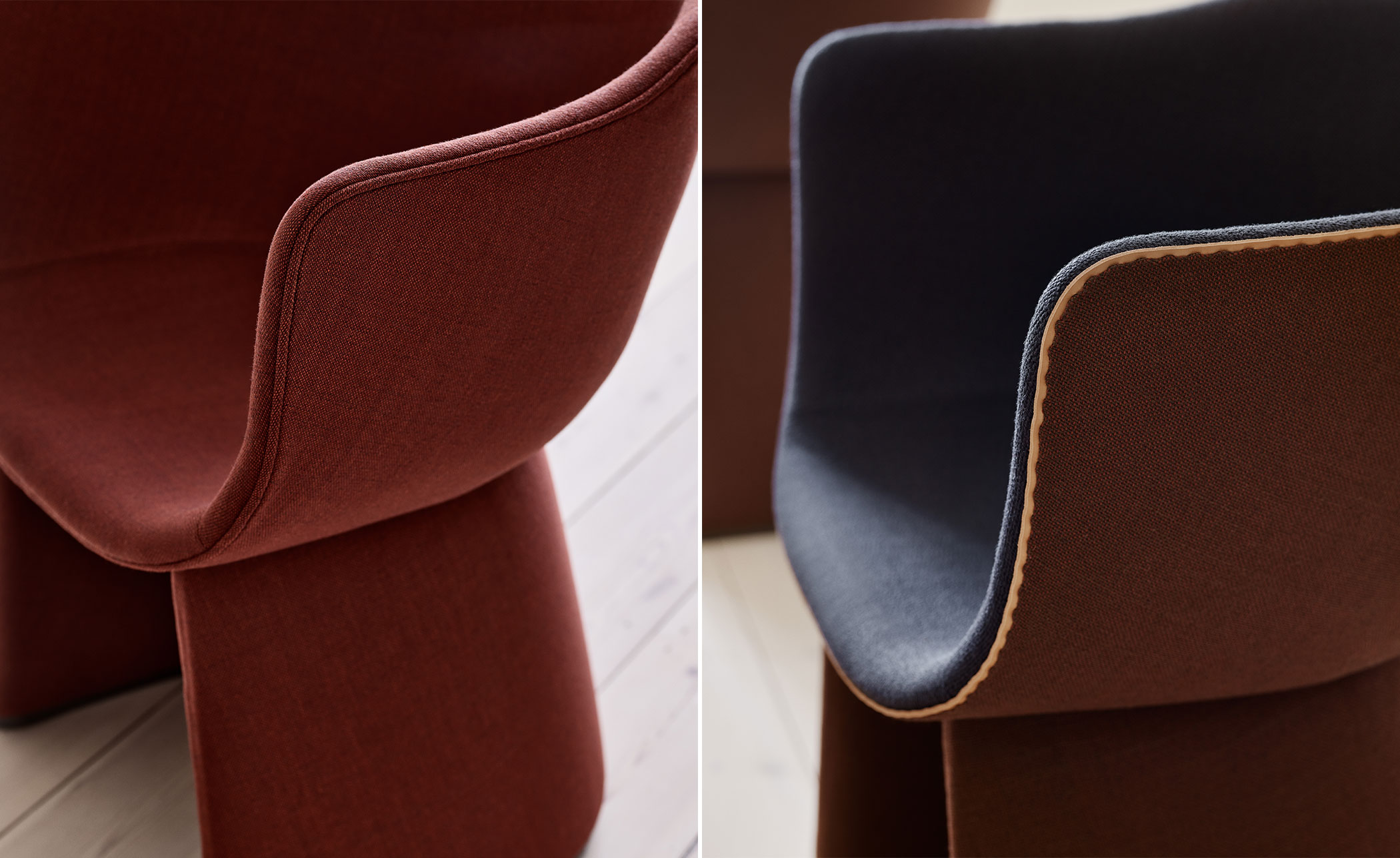 Monolit Dining Chair with leather piping