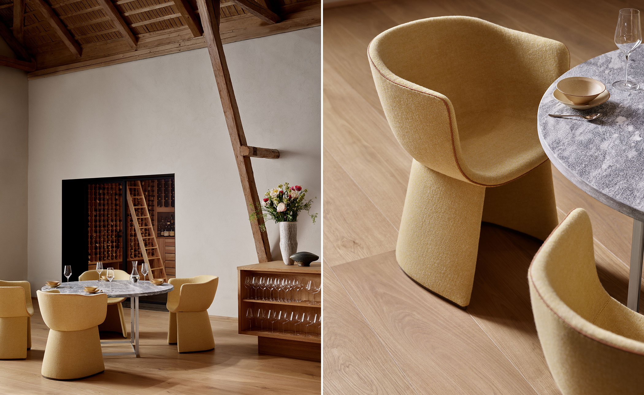 Monolit Dining Chair with leather piping