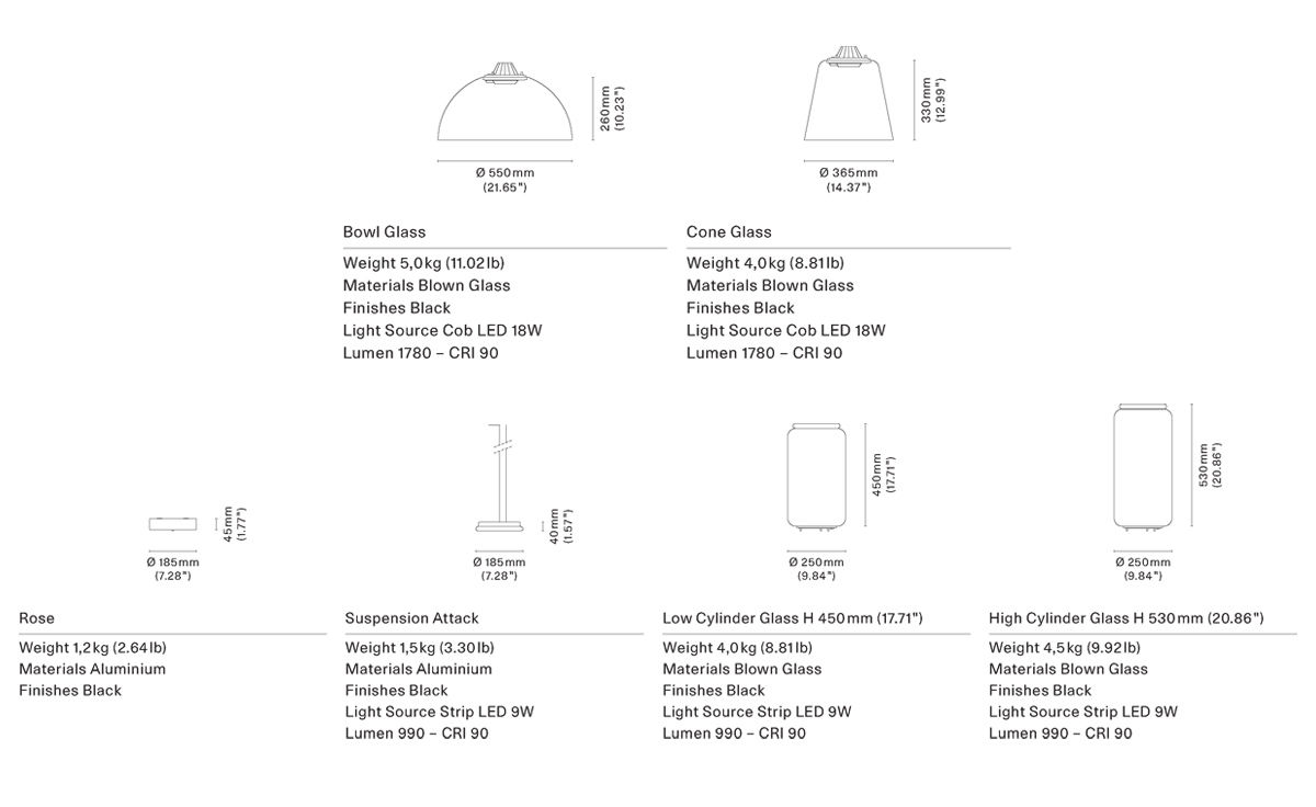noctambule s2 suspension lamp with cone