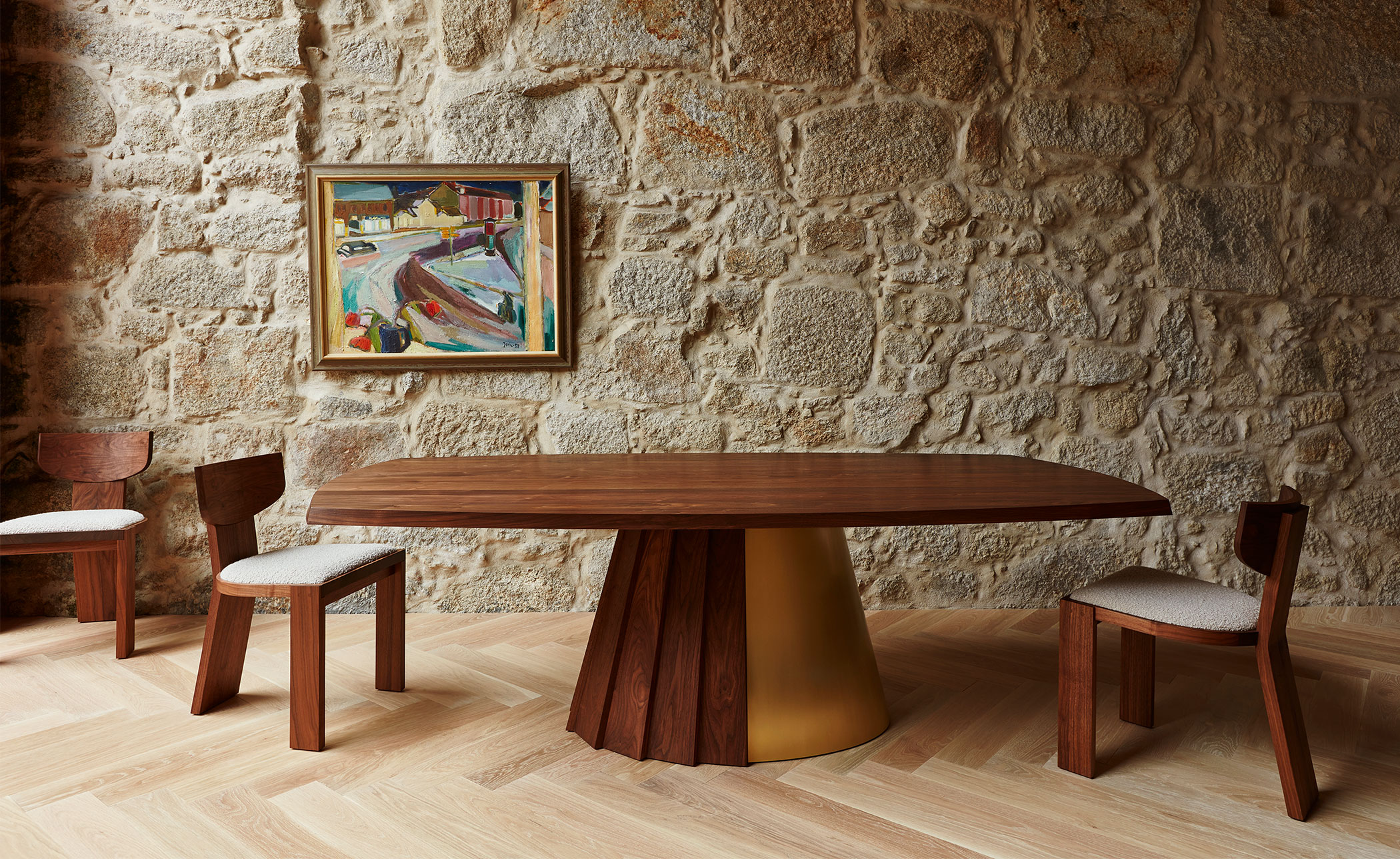 Orion Dining Table wood & metal base