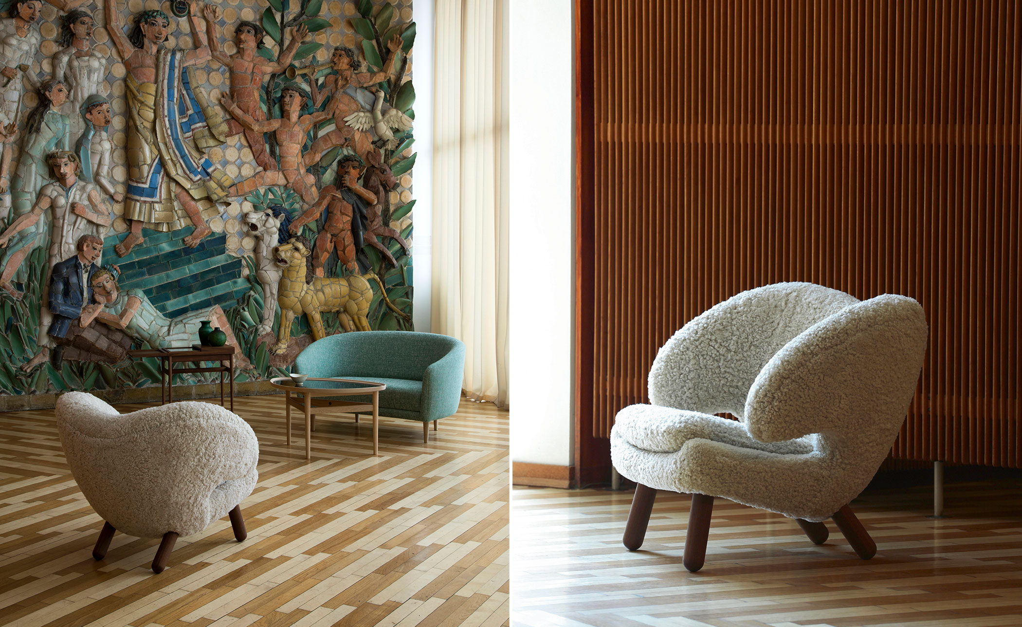 Pelican Chair with Sheepskin