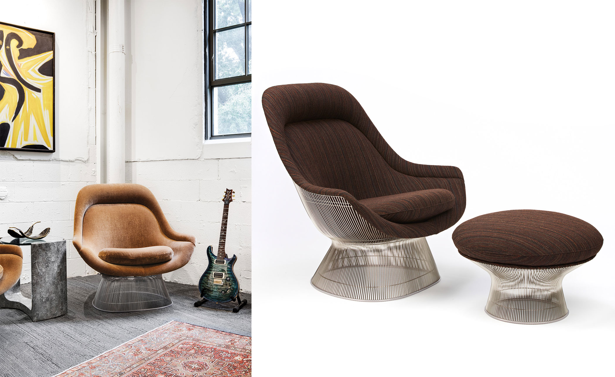 platner polished nickel easy chair