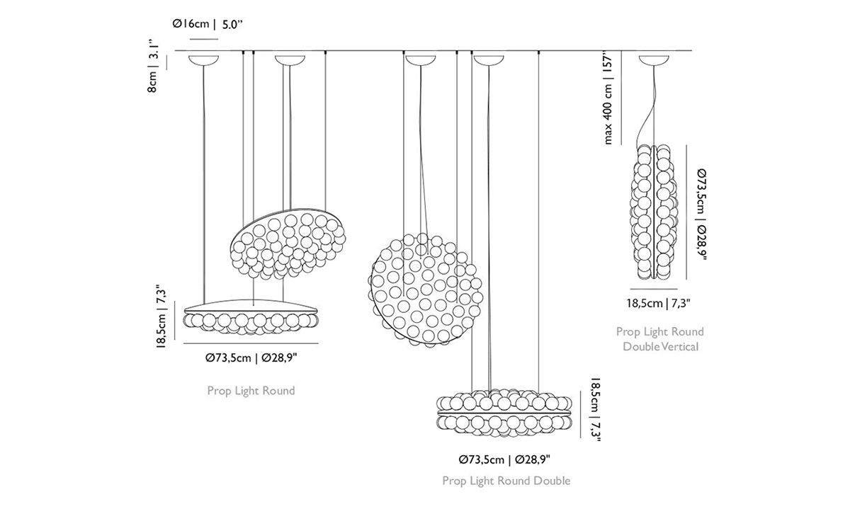 prop light round single suspension lamp