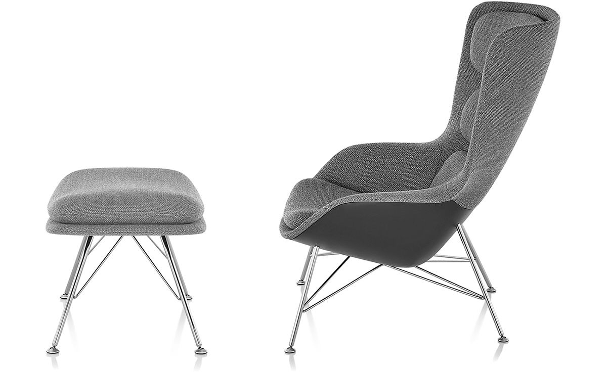 striad™ high back lounge chair & ottoman with wire base
