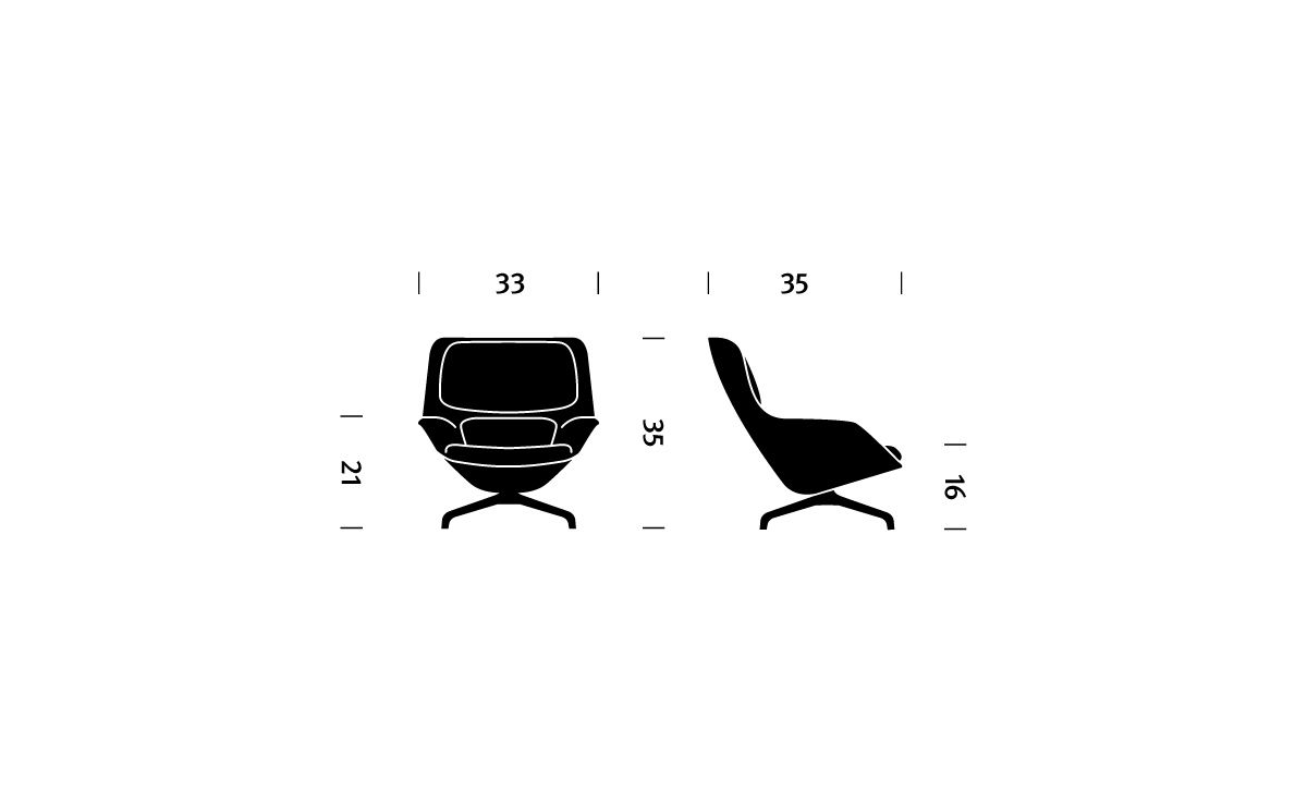striad mid back lounge chair with 4 star base