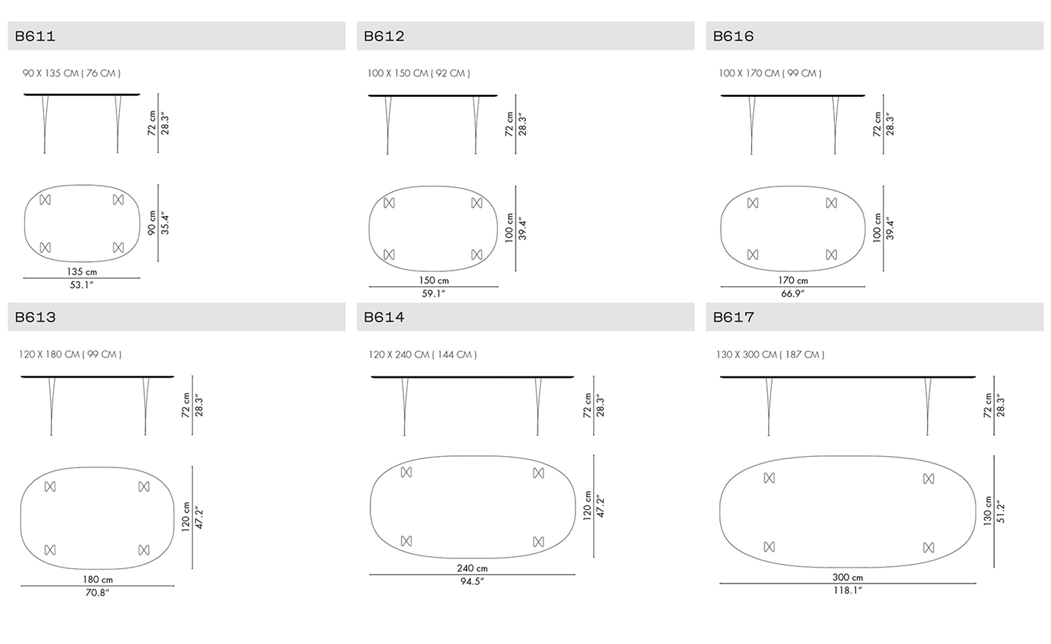 super elliptical span leg 53.1" table