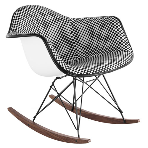eames upholstered armchair with rocker base