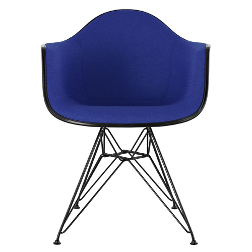 eames upholstered armchair with wire base