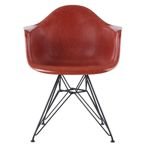 eames molded fiberglass armchair with wire base