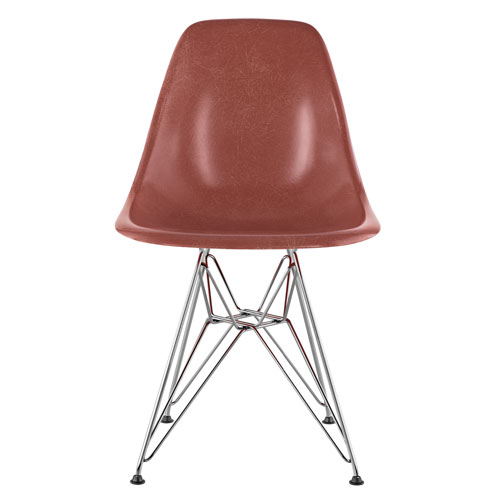 eames molded fiberglass side chair with wire base