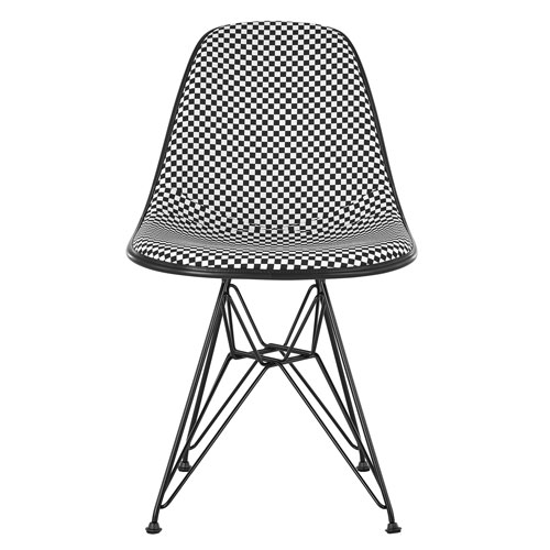 eames upholstered side chair with wire base