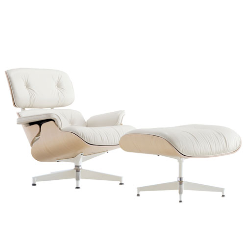 white ash eames lounge chair & ottoman